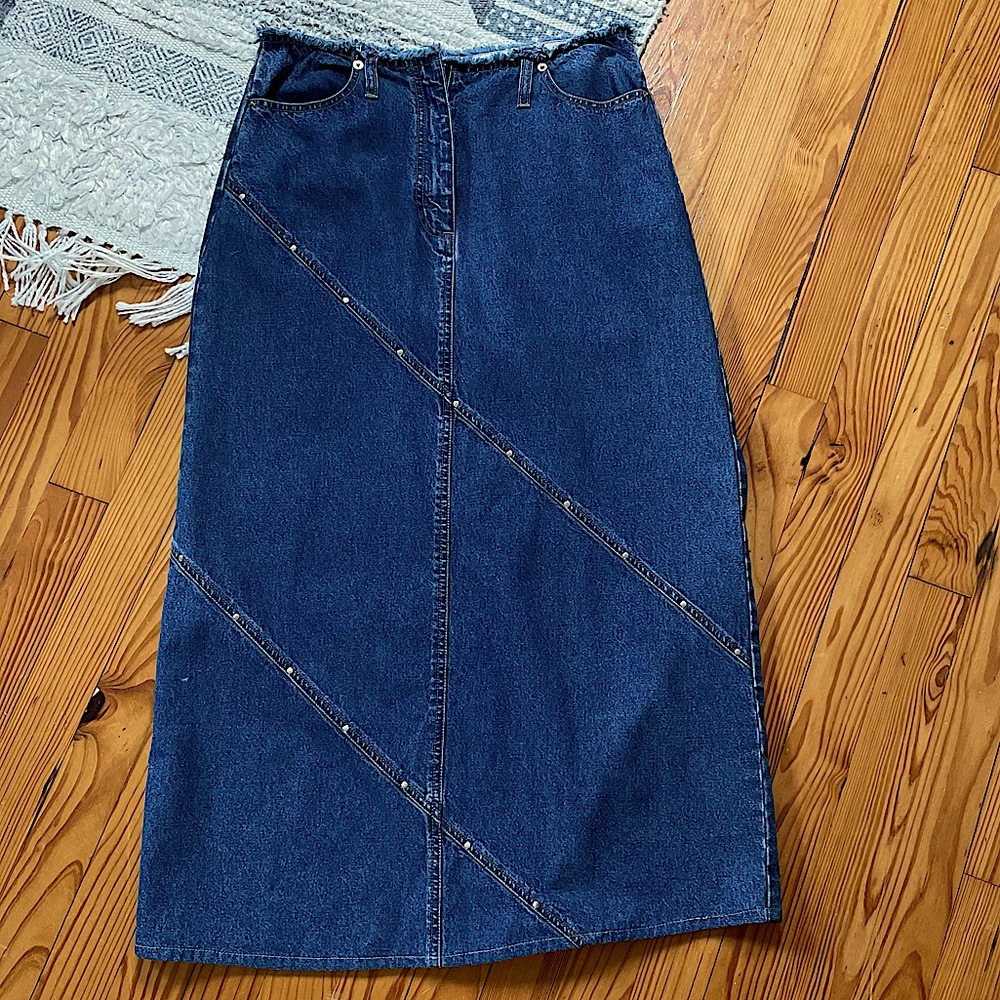 vintage denim maxi skirt